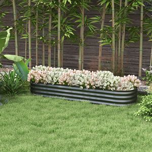 Fioriera Rialzata Quadrata in Metallo Zincato Grigio Scuro da 1,9 m, Design Classico, per Giardino Domestico Esterno e Uso Alberghiero - Product Image 2