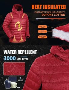 <b>Men's</b> Lightweight Packable Waterproof Winter Hooded Down Coat with 100% Down Filling Casual Storage <b>Pouch</b> - Product Image 3