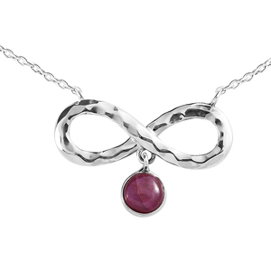 Sterling Silver Infinity Pendant With <b>Ruby</b> Bezel Setting Minimalist Charm <b>Necklace</b> Unisex Everyday Wear - Product Image 4