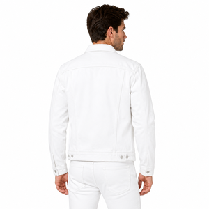 Veste en jean pour homme avec des poches pratiques en denim robuste et une silhouette confortable, conçue pour un style intemporel OEM - Product Image 3