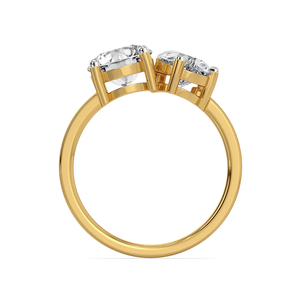 Anillo de compromiso Toi et Moi con diamantes cultivados en laboratorio de 2.00 CTW, diamantes de corte redondo, certificado IG, oro sólido de 14K, anillo nupcial de dos piedras. - Product Image 4