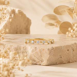 Wholesale 14K Yellow Gold Moissanite Eternity <b>Ring</b> – Dainty <b>Ring</b> <b>Stacking</b> Band Women's <b>Ring</b> Diamond <b>Ring</b> jewelry - Product Image 1