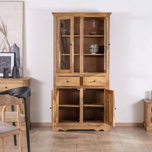 Vandana Amber Aspect-style mango wood <b>sideboard</b> with glass doors Sarah - Product Image 2