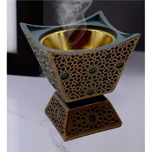 Quemador de Incienso de Lujo al por Mayor para el Medio Oriente, Soporte Metálico para Carbón y Bakhoor, Quemador Árabe Mubkhar Oud para Decoración del Hogar - Product Image 1