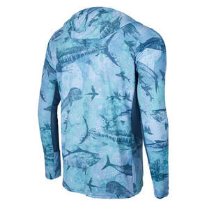 Sweat à capuche unisexe pour la pêche, pull-over uni UPF 35 anti-UV, manches longues, vêtements d'extérieur avec logo personnalisé et tissu 160g - Product Image 2