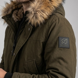 Men's Long Hooded Puffer Jacket With Fur Collar Windproof <b>Winter</b> <b>Coat</b> Solid Color Casual Outwear <b>Thick</b> Polyester Zipper Closure - Product Image 6