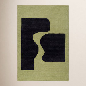 Tapis en laine tufté à la main de qualité supérieure, motif géométrique de designer, à poils bicolores, tapis d'appoint en laine tufté à la main - Product Image 4