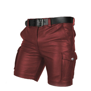 Pantalones cortos de cuero para hombre con logo impreso personalizado, talla adulta, fabricación en Pakistán, pantalones cortos de cuero transpirables para hombre - Product Image 1