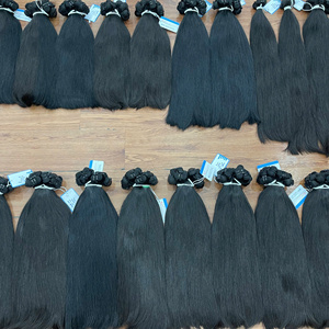 Extensiones de Cabello Humano Natural Liso de Primera Calidad, 100% Natural, Negro, Sedoso, Suave, Doble Trama, Puntas Gruesas - Product Image 3