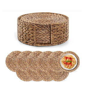 Special Eco-friendly Water Hyacinth Placemat With Round Stand, Natural Color Charger <b>Plates</b> Party Table Decoration From Vietnam - Product Image 1