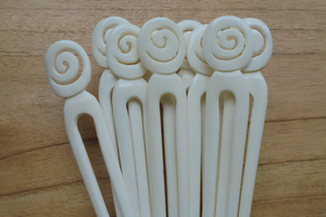 เครื่องประดับผมแกะสลักจากกระดูกควาย |   กิ๊บติดผมแบบธรรมชาติ - Product Image 4