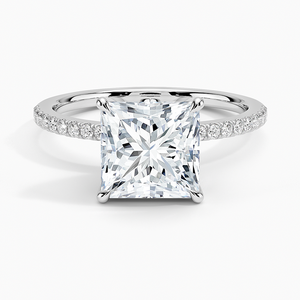 Anillo BOJ 0134 con Corte Princesa, Plata 925, Anillo Solitario de Diamante con Engaste de Pétalos de Lujo, 2ct, Color D, VVS1, Moissanita, Certificado GRA - Product Image 1