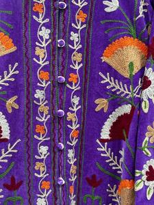 Premium Royal Purple Velvet Embroidered Jacket for Women Handcrafted Kashmiri Style Floral Zari Work Winter Wear Coat - Product Image 2