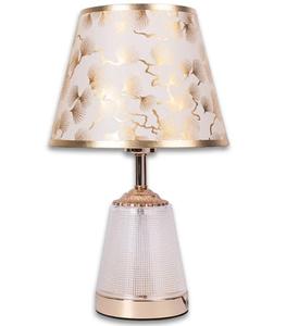 Lámpara de mesa moderna de cristal con pantalla con patrón de hojas doradas, LED E27, luz cálida de 2700K para decoración de dormitorio - Product Image 3