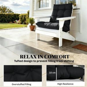 Set di cuscini per sedie da esterno neri in 2 pezzi, solo cuscini per sedie da terrazza - Product Image 3
