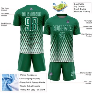 Conjunto de Uniforme de Fútbol de Manga Corta con Cuello Redondo, Rayas, Secado Rápido, Personalizable, 100% Poliéster, Unisex, para Adultos, Todas las Temporadas, con Logotipo Personalizado - Product Image 3