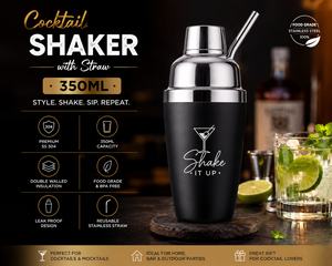 Shaker à cocktails en acier inoxydable avec revêtement PU de 350 ml pour commande en gros, avec paille, qualité alimentaire, mélangeur de bar, fabricant - Product Image 4