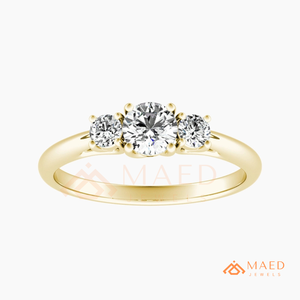18K Gold Plated Three Stone Moissanite Engagement Ring Lab Grown Diamond Bridal Jewelry Women USA Luxe - Product Image 5