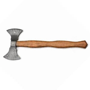 Hacha de doble cabeza de acero de Damasco hecha a mano de grado DIY de Steel Craft International con mango de madera de fresno de 4 pulgadas - Product Image 6