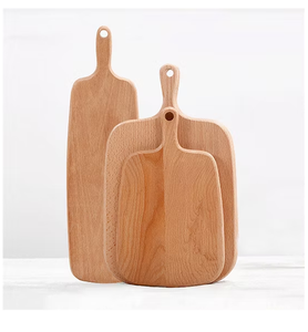 Planche à découper en bois de forme ronde avec poignée, légère, pour légumes/viandes/fromages - Product Image 3