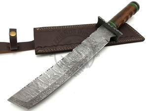 Nouveau couteau de chasse artisanal en acier Damas, robuste, pour l'extérieur, avec manche en bois de noyer et étui, lame fixe ultra-affûtée pour le camping et la survie - Product Image 5