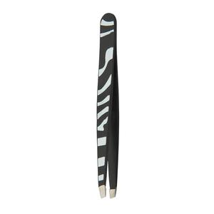 Pinzas de Precisión para Pestañas de Acero Inoxidable con Punta Lisa, Opciones Dentadas/Serradas, Diseño con Patrón de Zebra, 10 mm de Longitud - Product Image 2