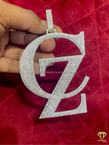 Collar con Colgante de Letra G de Diamante Cultivado en Laboratorio, Plateado, de Lujo, Personalizado, Estilo Hip Hop, Venta al Por Mayor - Product Image 3
