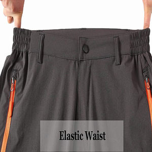 Men's <b>Black</b> Quick Dry <b>Cargo</b> Pants Elastic Waist Multiple Pockets Casual Outdoor Wear Straight Fit Polyester <b>Trousers</b> - Product Image 5