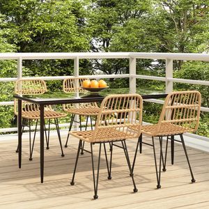 Set da Pranzo da Giardino per 4 Persone, Struttura in Metallo Resistente alle Intemperie, Arredamento da Esterno dal Design Contemporaneo - Product Image 1