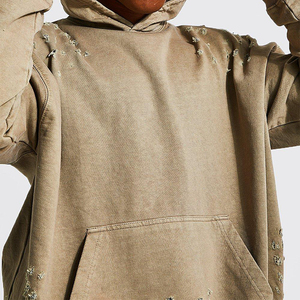 Sudadera con capucha para hombre, estilo streetwear personalizado, con parches bordados, estampado serigrafiado, 100% algodón, forro polar, corte holgado para invierno. - Product Image 5
