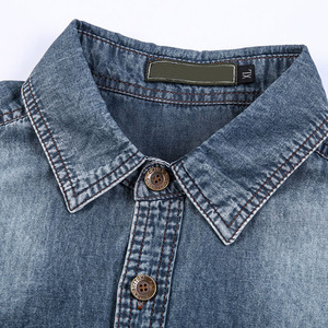 Camisa de Mezclilla de Verano para Hombre, Manga Corta, Algodón Suave, Transpirable, Corte Regular, Estilo Vintage Lavado, Camisa Formal con Doble Bolsillo - Product Image 2