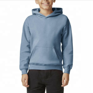 เสื้อฮู้ดแบบสวมหัวสำหรับเด็กผู้ชายเสื้อกันหนาวผ้าฟลีซผ้าฝ้าย100% มีฮู้ดคอปกสไตล์เรียบสำหรับฤดูหนาวกำหนดเองได้ - Product Image 2