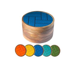Juego de 6 Posavasos de Madera, Decoración Moderna y Estética de Lujo para Mesa de Centro, Mármol Blanco con Posavasos de Latón Dorado - Product Image 6
