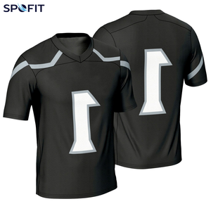 Camiseta de Fútbol Americano para Hombre, Negra, Cuello en V, Manga Corta, Impresión por Transferencia de Calor, Malla Transpirable, Secado Rápido, Número de Equipo 1 - Product Image 6