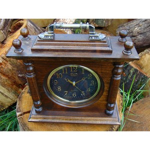Traditional Wooden Mantel <b>Clock</b> Quartz Movement Needle Display Battery Operated Hourly <b>Chiming</b> Desk <b>Clock</b> - Product Image 5