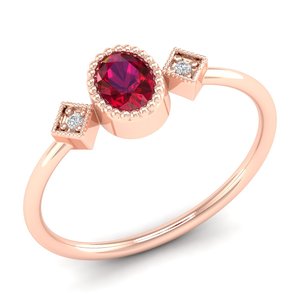 Bague de fiançailles REYES en or rose 14 carats, moissanite certifiée GRA, taille ovale, 0,35 carat, rubis, bijoux pour femmes, vente flash - Product Image 2