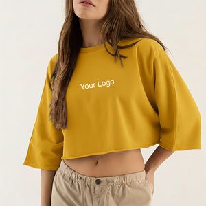 High Quality Summer Wear Fashionable 100% Cotton Crop <b>Top</b> Fit T-Shirt Custom Printed Logo Breathable Summer Wear Tee Shirt - Product Image 4