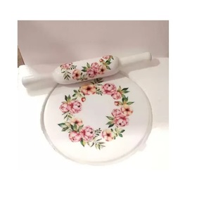 Tabla de amasar de mármol simple y manualidades con estampado floral para hornear y preparar masa - Product Image 1