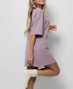 Vestido Camiseta Informal de Alta Calidad para Mujer, Venta al por Mayor, Estampado o Liso, Vestido Camiseta Largo de Verano para Mujer - Product Image 4
