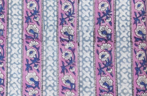 Eco-Friendly Lightweight Lavender Stripe Hand Block Print Cotton Fabric Floral Indian Textile Dress <b>Material</b> <b>Sewing</b> Wholesale - Product Image 3