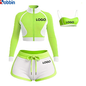 Ensemble 3 pièces tendance pour femme : survêtement streetwear personnalisé avec veste et short contrastants – Nouvelle collection été très prisée - Product Image 3