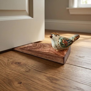 Butée de porte en bois et résine avec perles décoratives, motif oiseau en céramique, design traditionnel, aimantée, anti-bruit, pour la maison, le bureau, la chambre et le salon - Product Image 3