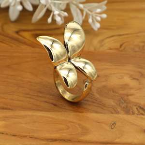 Gold Butterfly <b>Statement</b> <b>Ring</b> Brass Minimalist Jewelry Handmade Nature Inspired Bohemian Gift for Women - Product Image 4
