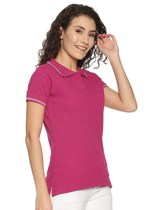 Elegante camiseta polo ajustada para mujer, transpirable, mezcla de algodón y poliéster, mangas cortas, cuello clásico, perfecta para uso diario informal. - Product Image 3
