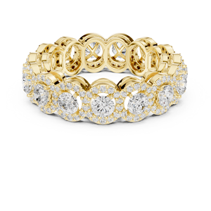 Bague d'éternité en or jaune avec diamants ronds, alliance de mariage et de fiançailles pour femme avec pavé de pierres multiples - Product Image 2
