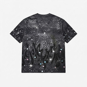 เสื้อยืดโอเวอร์ไซส์ผ้าฝ้ายแท้ 100% ประดับคริสตัลแบบกำหนดเอง สไตล์สตรีทแวร์ ยูนิเซ็กส์ ลอสแอนเจลิส - Product Image 2