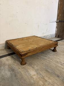 Table de lit traditionnelle indienne du Rajasthan en bois massif, faite à la main, écologique, durable, portable, chaise décorative pour enfants, usage domestique - Product Image 2