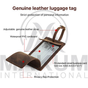 Étiquette de bagage en cuir véritable personnalisée, étiquette en cuir de vachette pour sacs - Product Image 4
