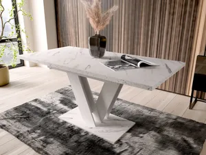 <b>Marble</b> Solid Surface Modern Coffee <b>Table</b> with Water Resistant Polished Finish for Interior Use - Product Image 2