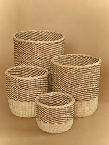 Decorative Wicker Waste <b>Bin</b> Set Of 2 Perfect For Bedroom Office And Home Organization Purpose Handcrafted From India - Product Image 4